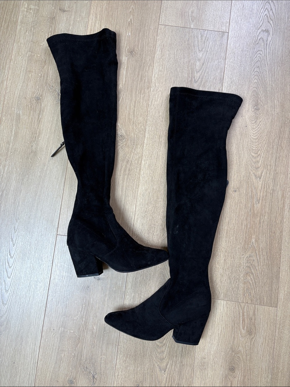 Black Over-the-Knee Block Heel Boots - Women